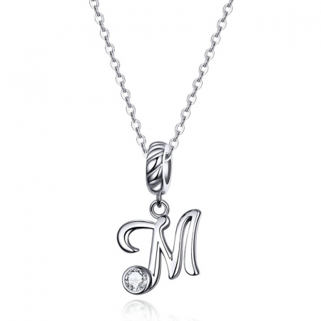 Talisman argint litera M cu zirconiu [1]