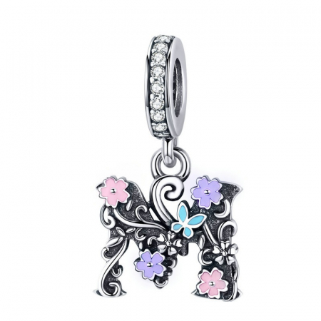 Talisman argint litera M floral
