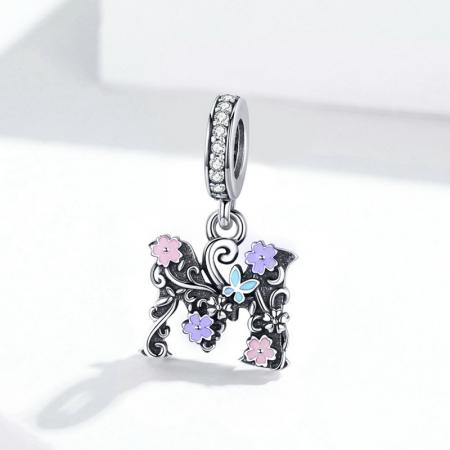 Talisman argint litera M floral [2]
