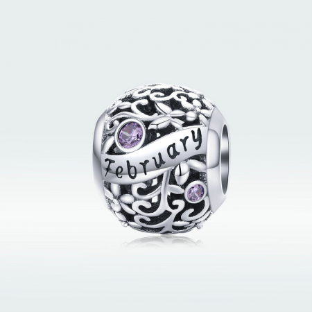 Talisman argint luna Februarie cu zirconiu [5]