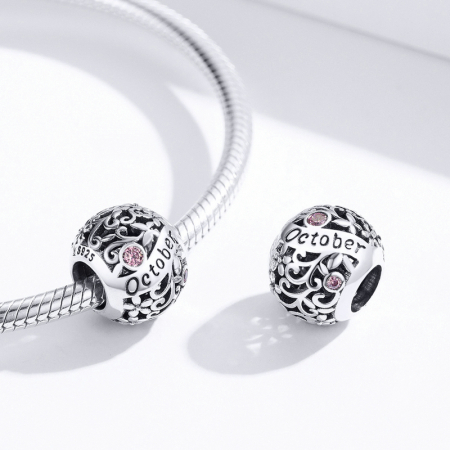 Talisman argint luna Octombrie cu zirconiu [3]