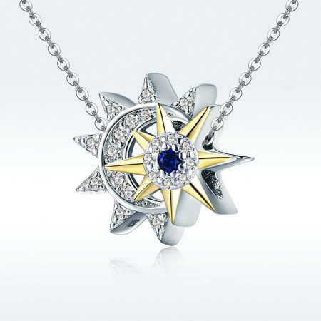 Talisman argint soarele si luna placat cu rodiu si aur [5]