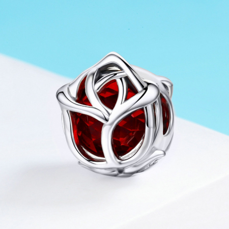 Talisman argint Trandafir Rosu [2]