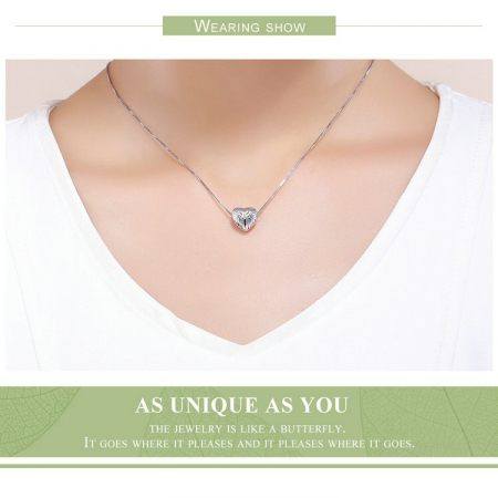 Talisman din argint 925 in forma de inima cu aripi de inger [5]