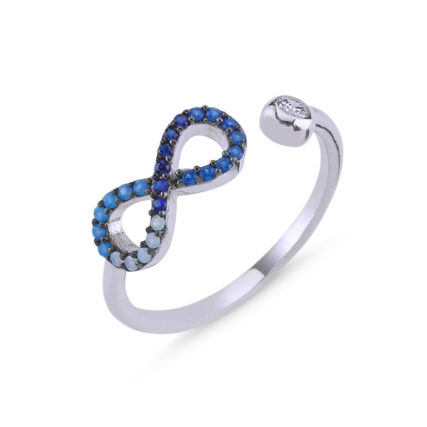 Inel reglabil argint 925 rodiat cu simbolul infinit si zirconii albastre - Infinite You ITU0106 reglabil, 53 mm, 16.9 mm