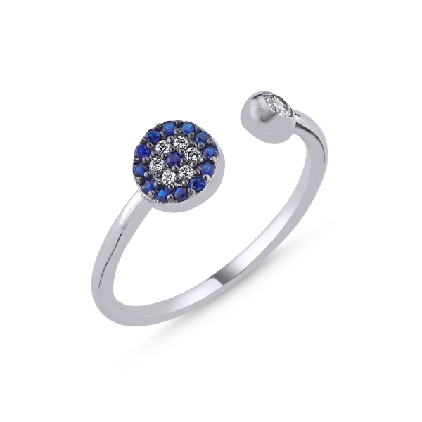Inel reglabil argint 925 rodiat cu zirconii albe si albastre - Be Elegant ITU0109 reglabil, 53 mm, 16.9 mm