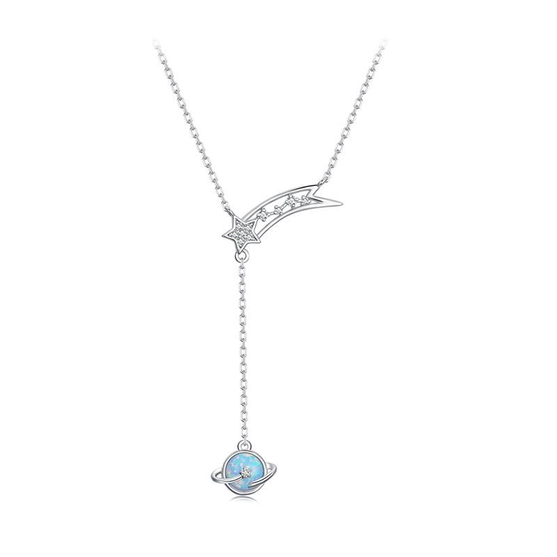 Colier argint Planeta si Opal