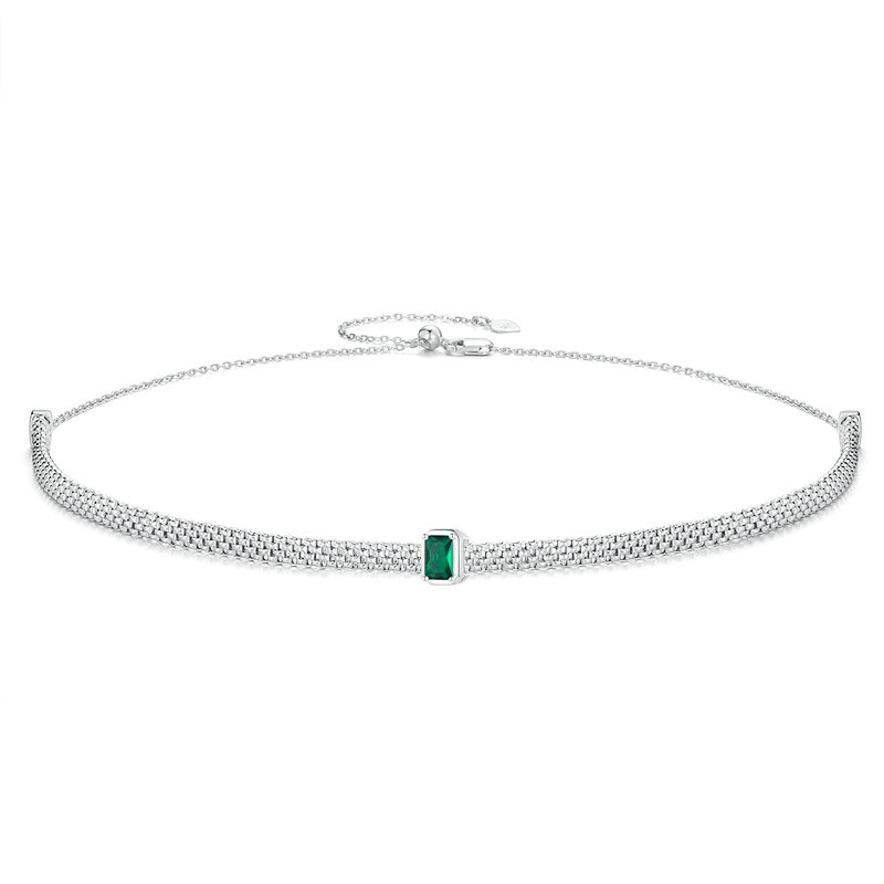 Colier argint choker reglabil cu pandantiv detasabil tip clip