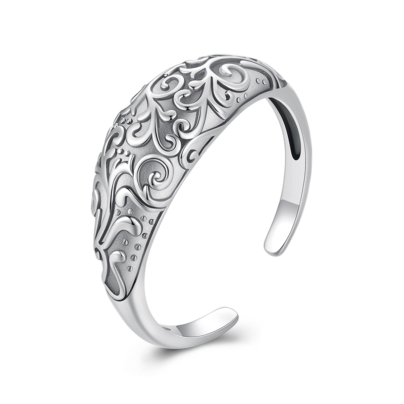Inel argint cu model floral reglabil, reglabila
