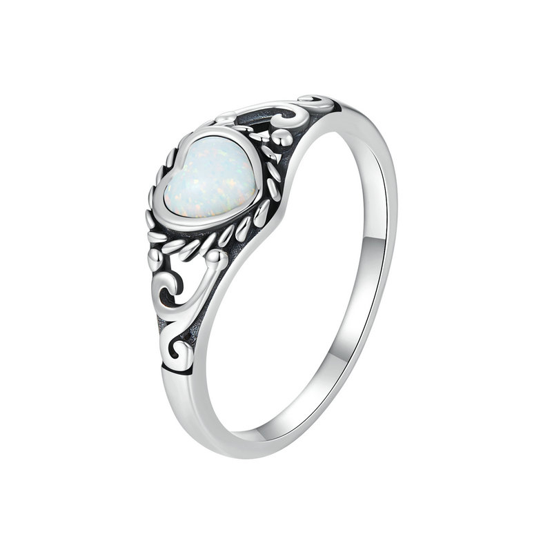 Inel argint inima de opal 17,3 mm (7 US), 54,5 mm (7 US)