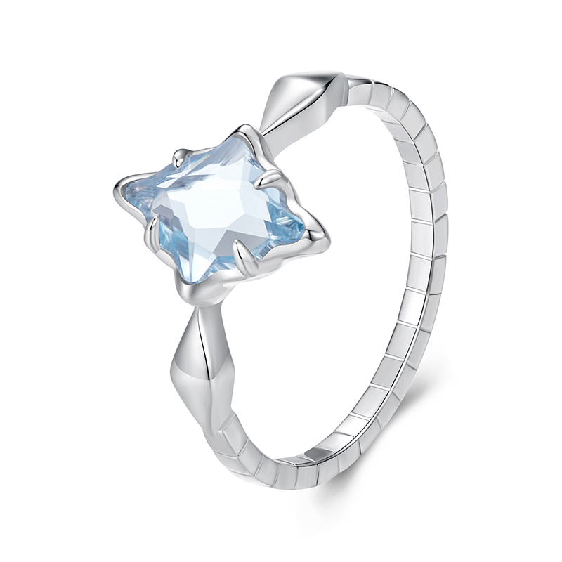 Inel argint sarpe cu cristal albastru 18,2 mm (8 US), 57 mm (8 US)