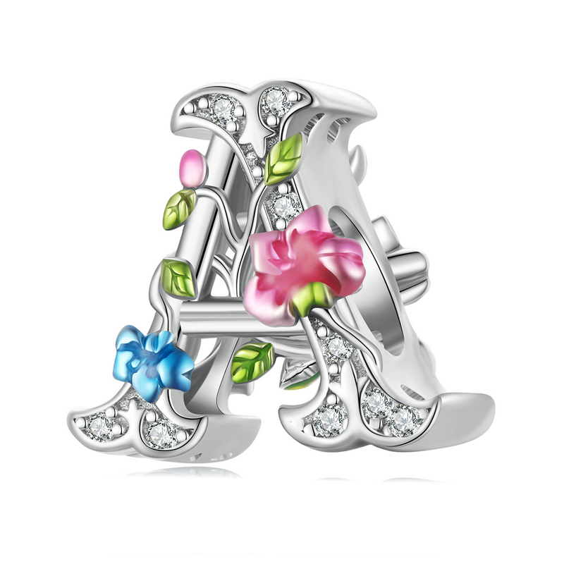 Pandantiv argint litera A floral