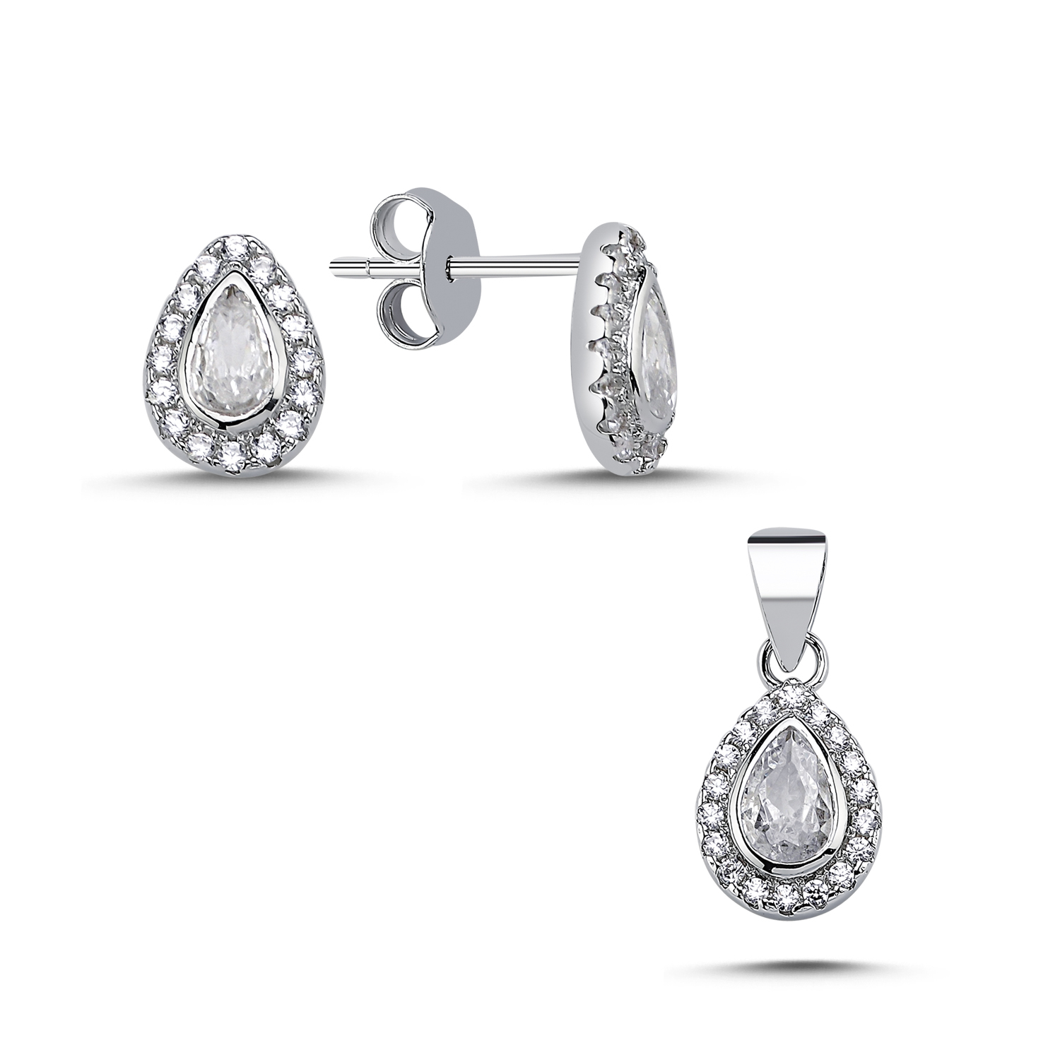 Set argint cu zirconii picatura