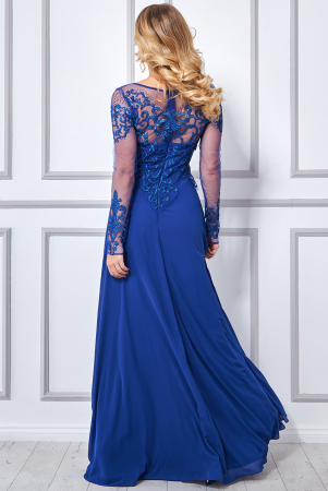 Rochie pentru petrecere sau banchet, cu bust din dantela brodata si fusta din voal, lunga cod 3260rb [2]