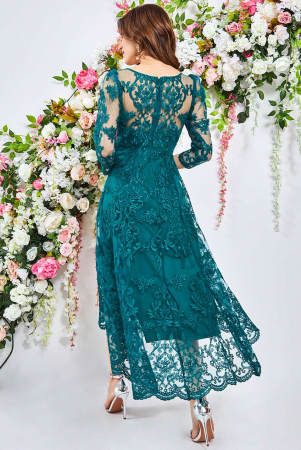 Rochie de ocazie sau banchet, din dantela brodata, midi, cu maneca 3/4 cod 3347e [3]