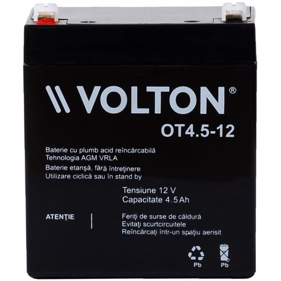 Acumulator stationar plumb acid VOLTON 12V 4.5Ah AGM VRLA [2]