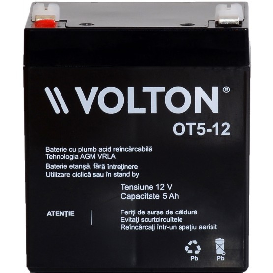 Acumulator stationar plumb acid VOLTON 12V 5Ah AGM VRLA [2]