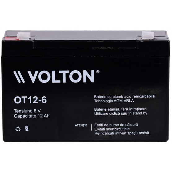 Acumulator stationar plumb acid VOLTON 6V 12Ah AGM VRLA [2]