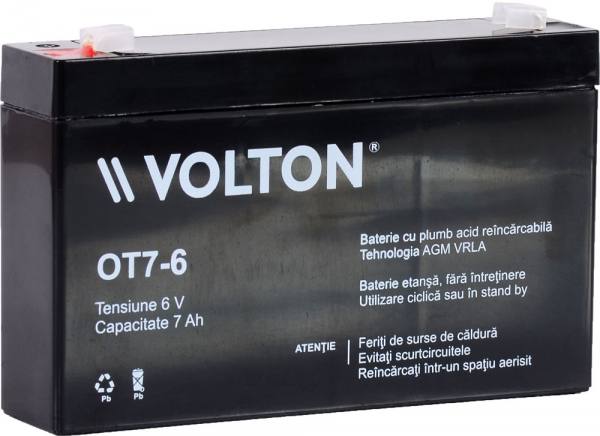 Acumulator stationar plumb acid VOLTON 6V 7Ah AGM VRLA [1]