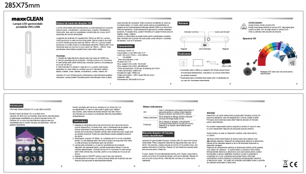 Lampa Germicidala Portabila UV 2W 120LM 5V [6]