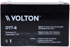 Acumulator stationar plumb acid VOLTON 6V 7Ah AGM VRLA [1]