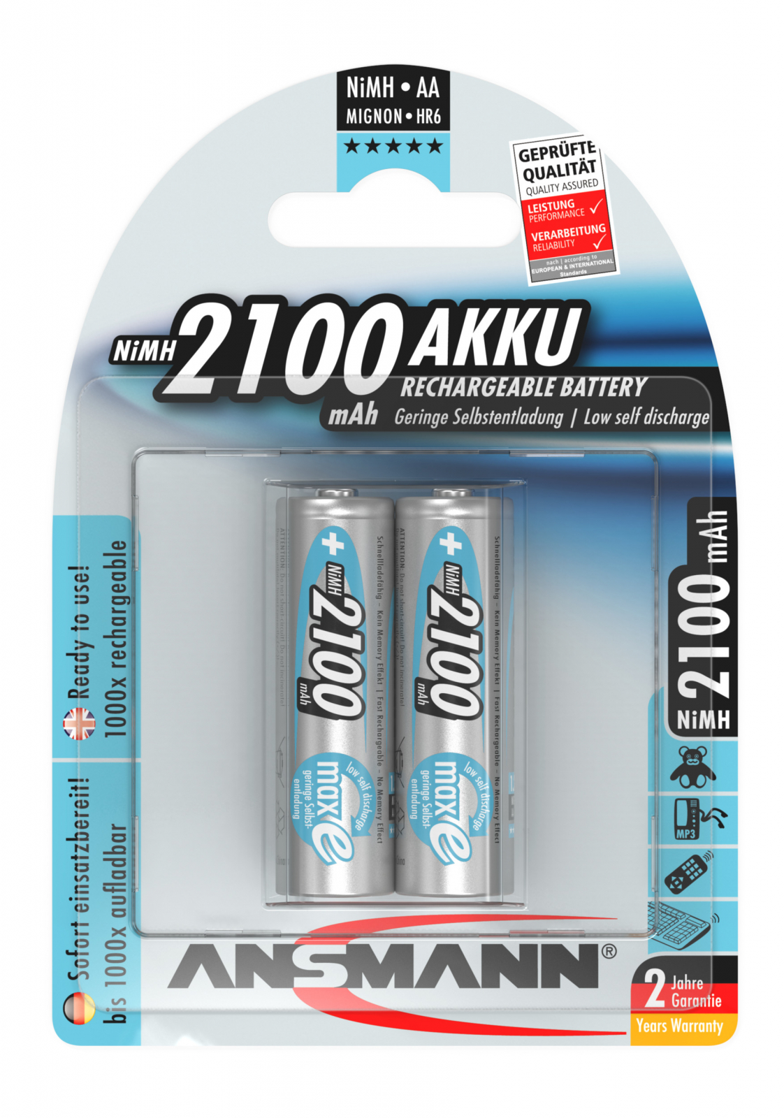 Acumulatori preincarcati AA R6 2100mAh blister 2 bucati ANSMANN