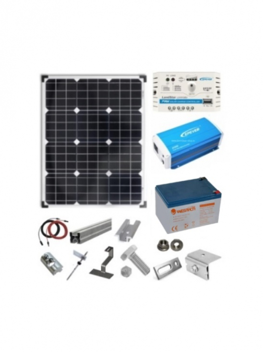 Sistem fotovoltaic 30W cu Invertor 200W - 12V-big
