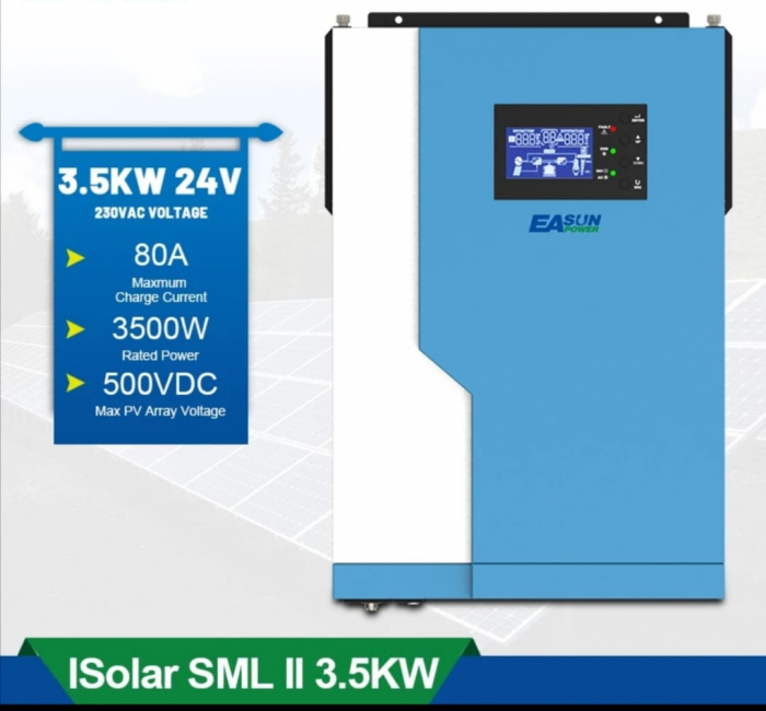 Invertor solar hibrid Offgrid 24V 3.5KW/ Sinus Pur Cu Regulator MPPT 100A si modul WIFI inclus-big