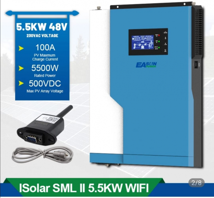 Invertor solar hibrid Offgrid 48V 5.5KW/ 11 Kw Sinus Pur Cu Regulator MPPT 100A si modul WIFI inclus-big