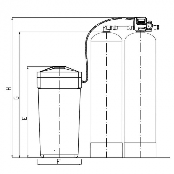 STATIE DEDURIZARE TWIN  FU-1252 CE 2x50L Q=3,6mc/h SARE 125KG (CU BY-PASS)-big