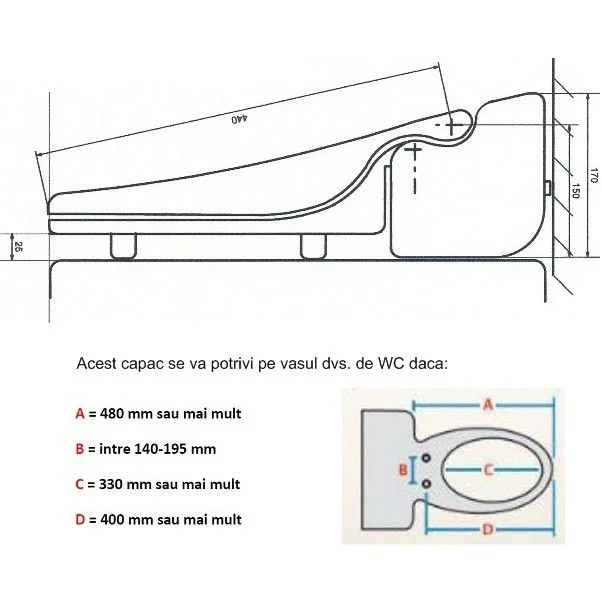 Capac WC cu functie de bideu non-electric, HD-12004