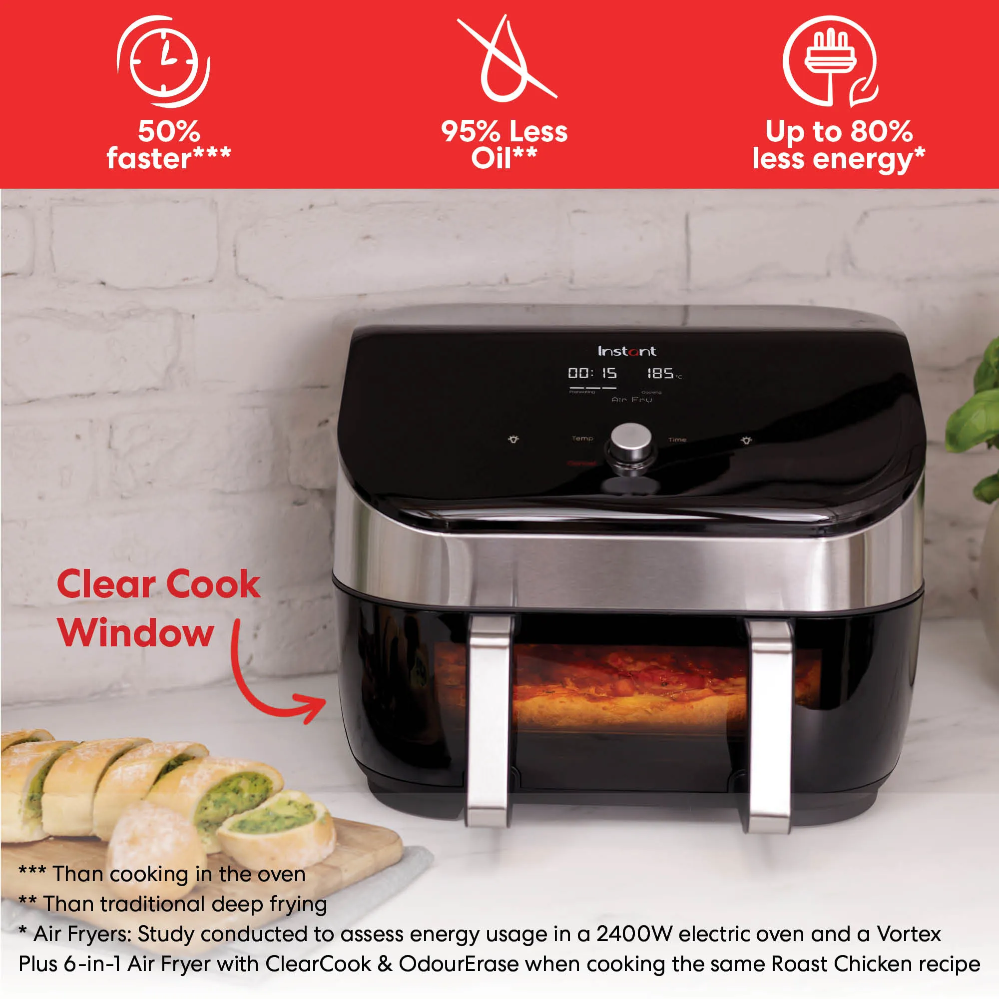 Friteuza cu aer cald Vortex Plus 9 Versazone Clear Cook7
