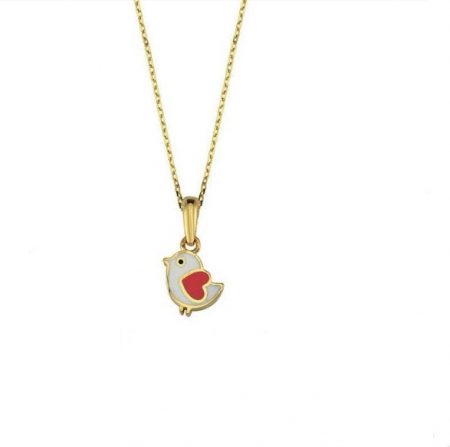 Coliere - Colier aur galben 14k cu pandant pasare - DA517