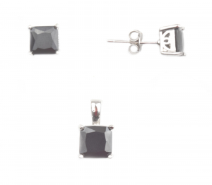 Seturi - Set argint rodiat cu zirconia neagra - DA82