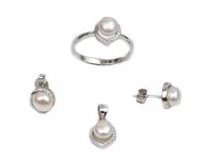 Seturi - Set argint rodiat cu zirconia si perle - DA213.