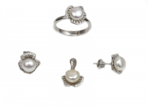 Seturi - Set argint rodiat cu zirconia si perle - DA214.