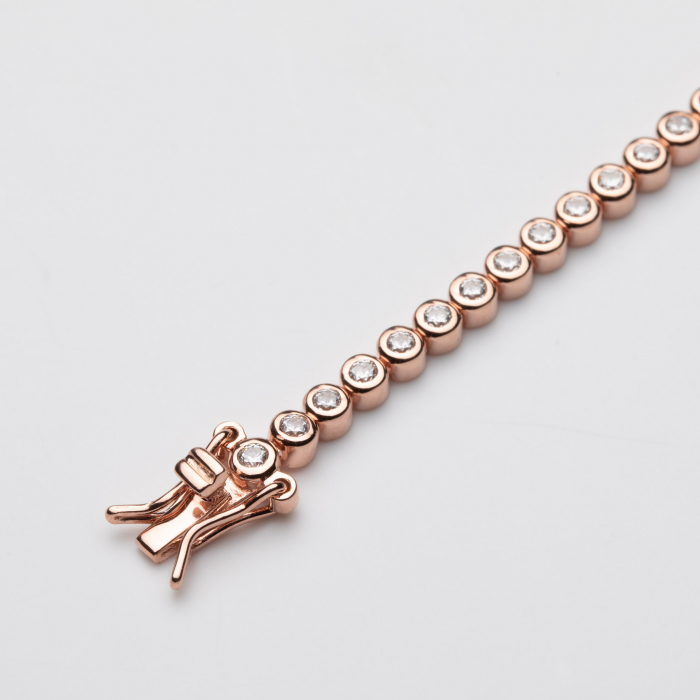 Bratara Tennis din argint 925 placata cu AUR GALBEN-ROSE de 18K [2]