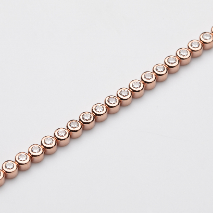 Bratara Tennis din argint 925 placata cu AUR GALBEN-ROSE de 18K [3]