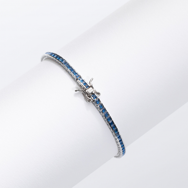 Bratara Tennis ARGINT Cu Cristale Zirconia Albastru-Safir [3]