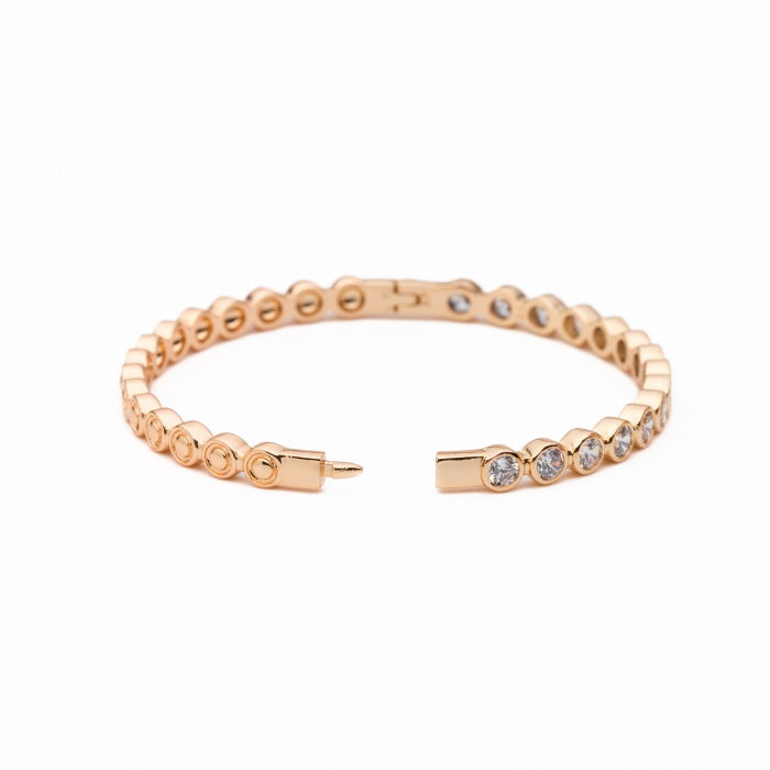 Bratara Tennis Pretioasa Placata Cu Aur Gold-Rose De 14K [4]