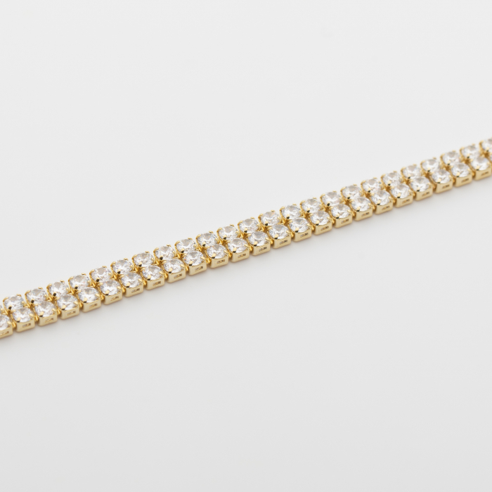 Chocker Dublu Tennis Placat Cu Aur Galben [2]