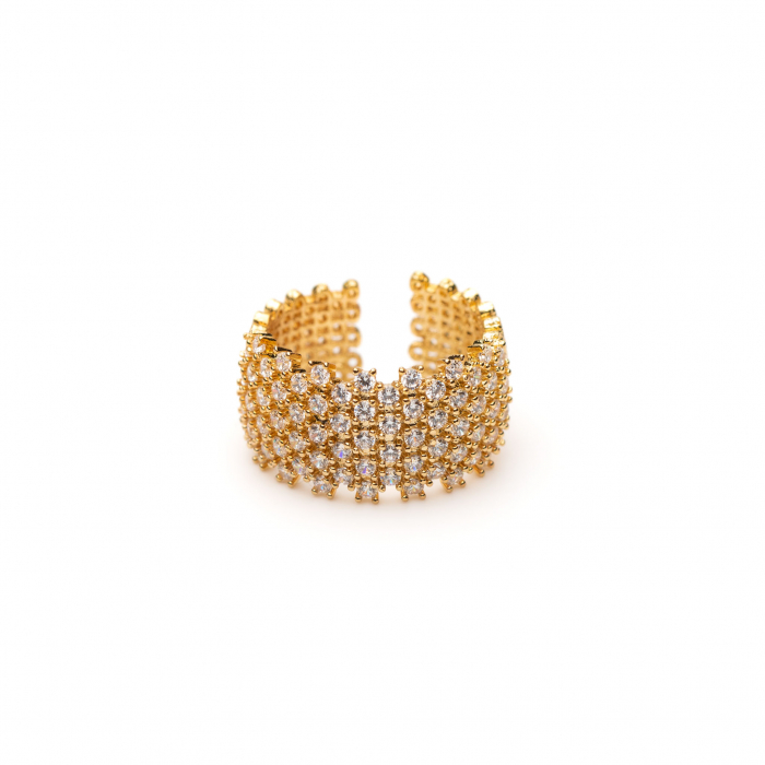 Inel Reglabil Încrustrat Cu Cristale Mici Zirconia [3]