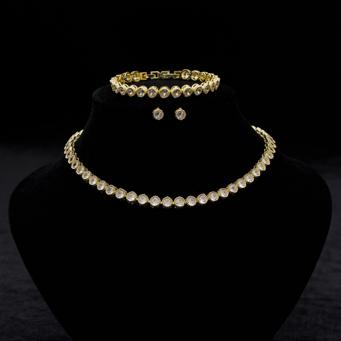 Set Tennis Placat Cu Aur Galben Diamond [3]