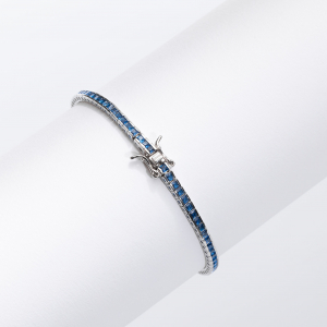 Bratara Tennis ARGINT Cu Cristale Zirconia Albastru-Safir [2]