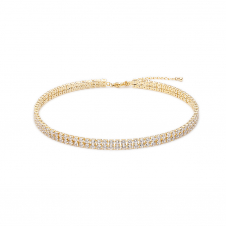 Coliere - Chocker Dublu Tennis Placat Cu Aur Galben