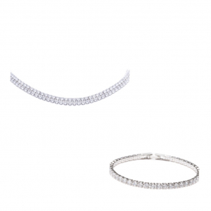 Set Bijuterii Tennis Stralucitor Placat Cu Aur Alb [0]