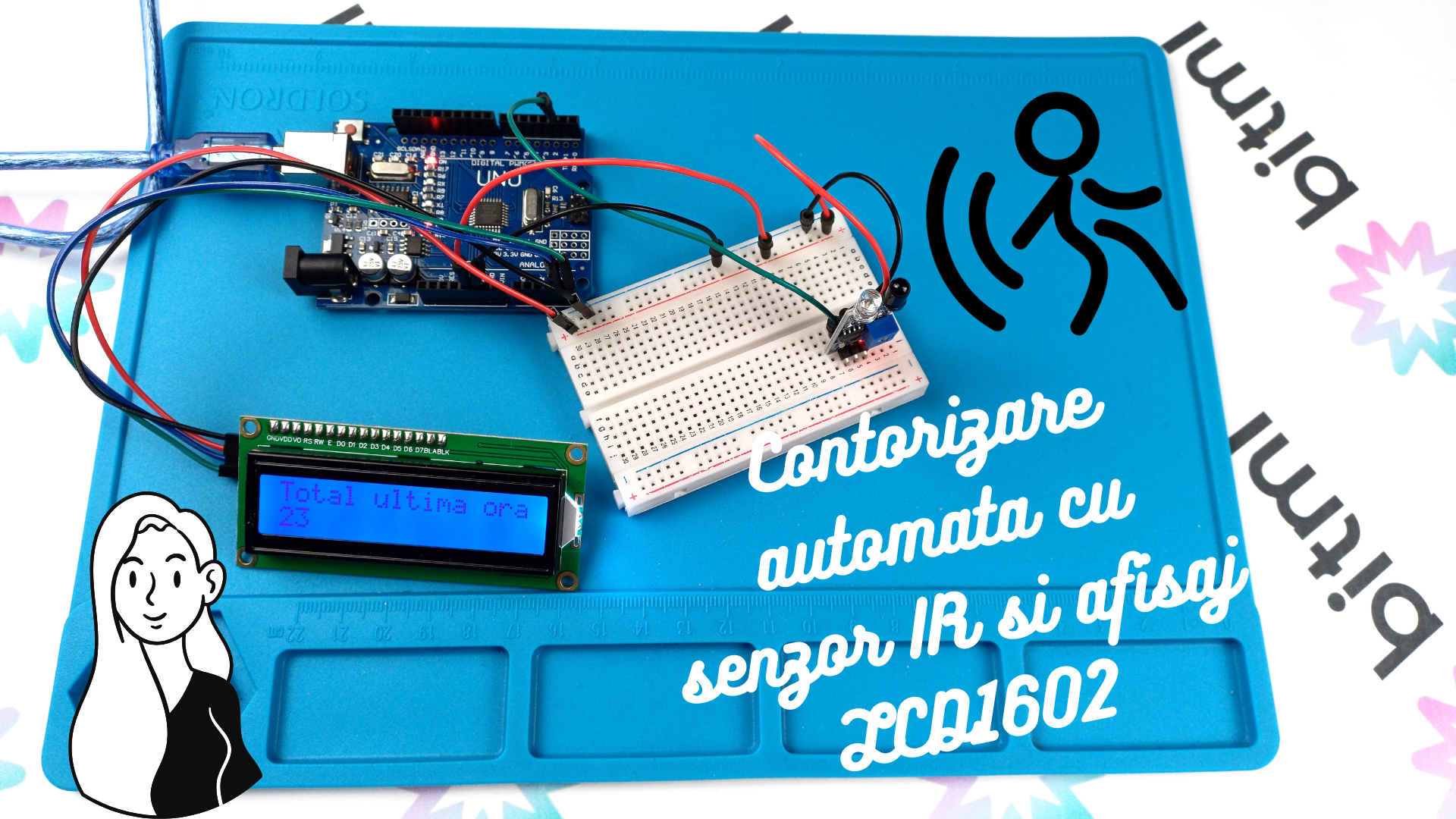 Contorizare automata cu senzor IR si afisaj LCD1602 - Proiect Arduino simplu