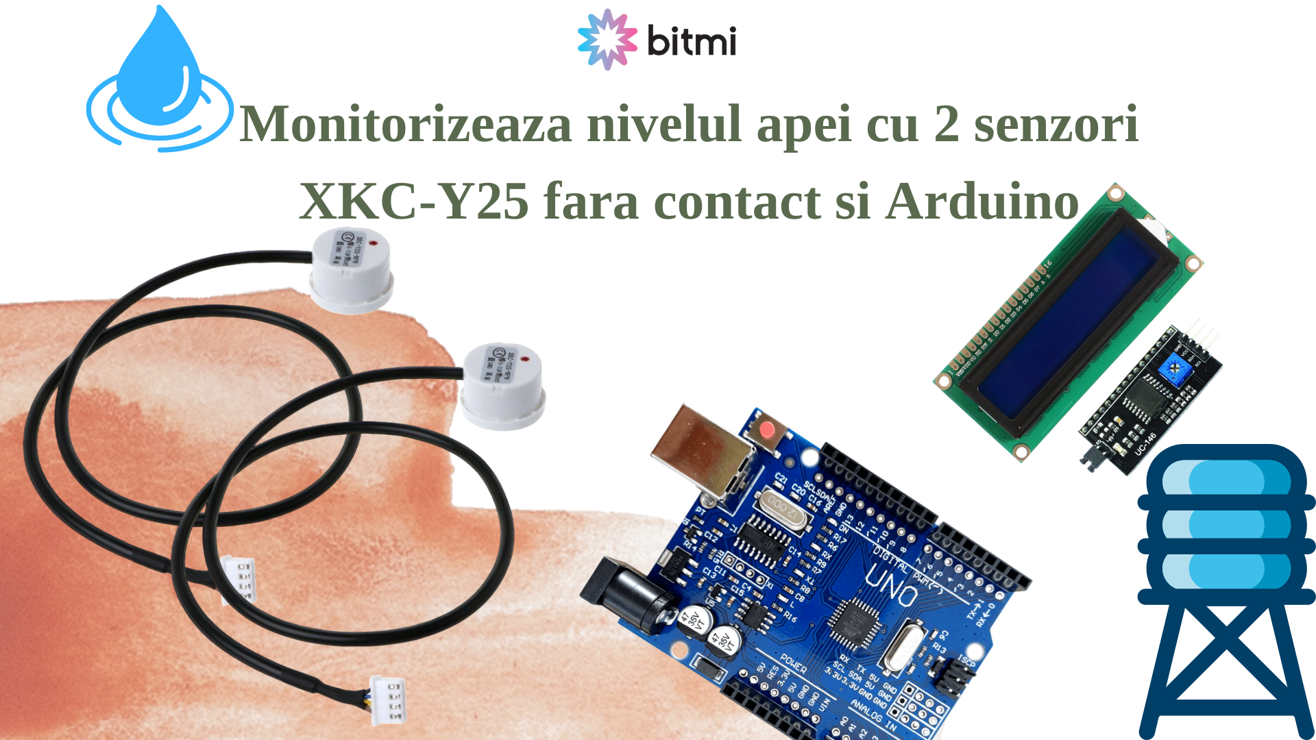 Monitorizeaza nivelul apei cu 2 senzori XKC-Y25 fara contact si Arduino