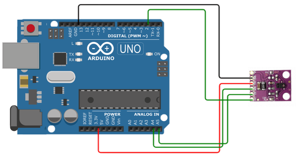 Exemplu schema conectare APDS-9960 - bitmi