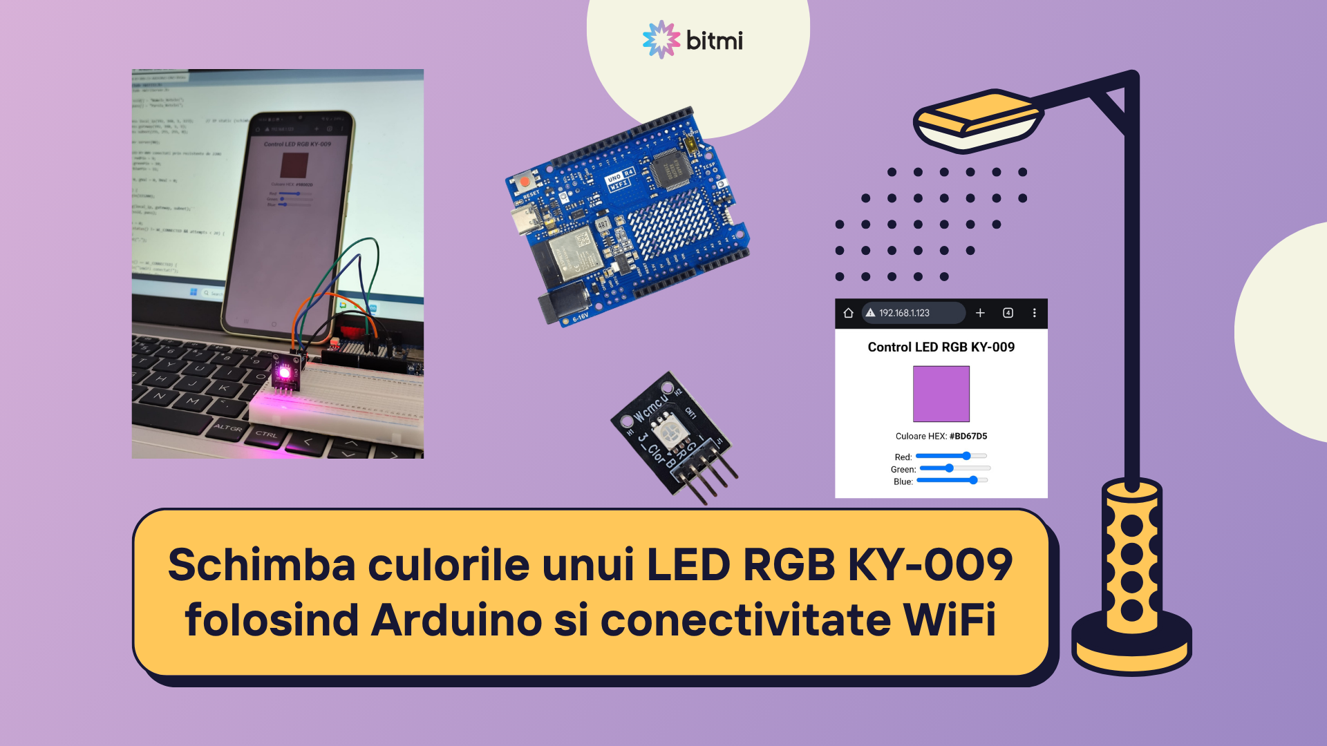 Schimba culorile unui LED RGB KY-009 folosind Arduino si conectivitate WiFi